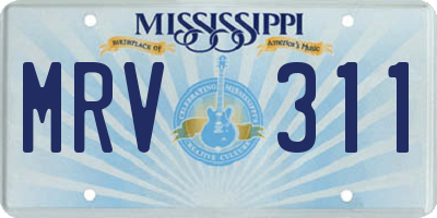 MS license plate MRV311