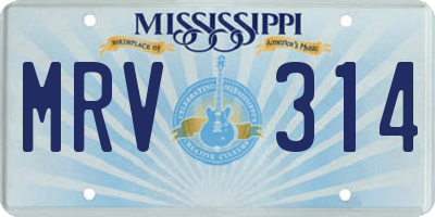 MS license plate MRV314