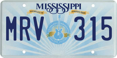 MS license plate MRV315