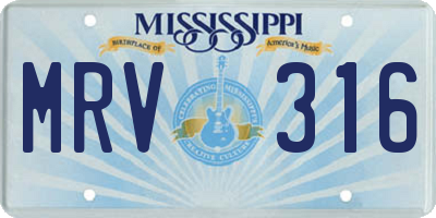MS license plate MRV316