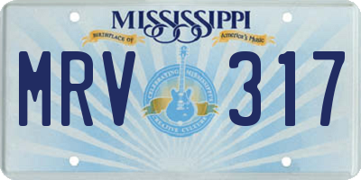 MS license plate MRV317