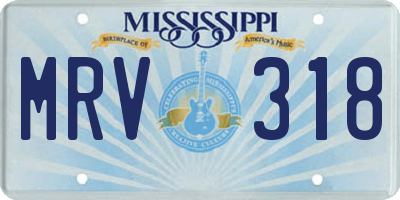 MS license plate MRV318