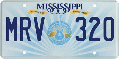MS license plate MRV320