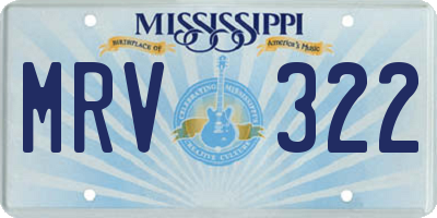 MS license plate MRV322