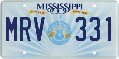 MS license plate MRV331