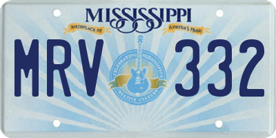 MS license plate MRV332