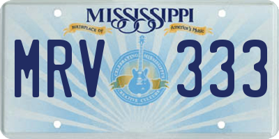 MS license plate MRV333