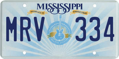 MS license plate MRV334