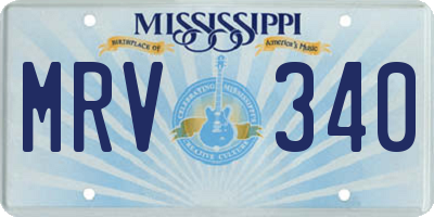 MS license plate MRV340