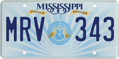 MS license plate MRV343