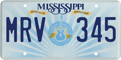 MS license plate MRV345