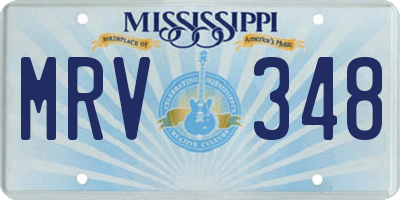 MS license plate MRV348