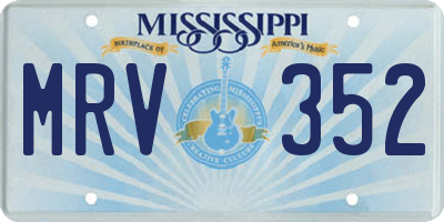 MS license plate MRV352