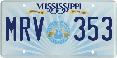MS license plate MRV353