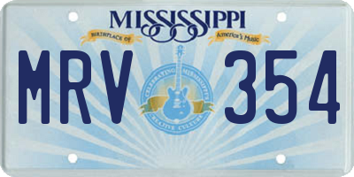 MS license plate MRV354