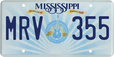 MS license plate MRV355