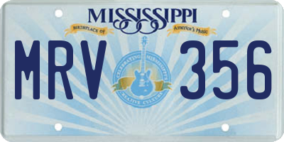 MS license plate MRV356