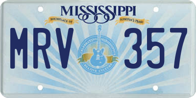 MS license plate MRV357