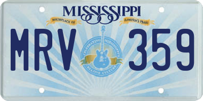 MS license plate MRV359