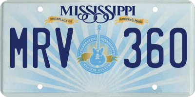 MS license plate MRV360