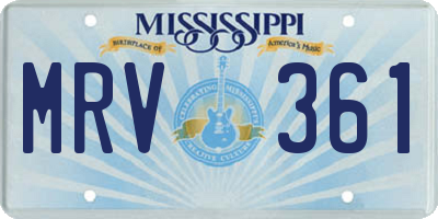 MS license plate MRV361