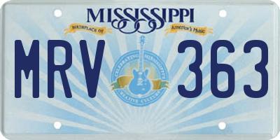 MS license plate MRV363