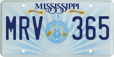 MS license plate MRV365