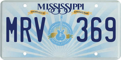 MS license plate MRV369