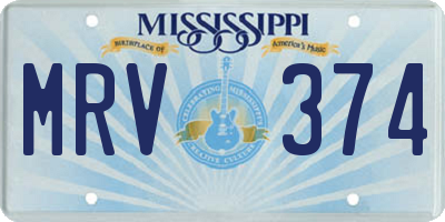 MS license plate MRV374