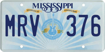 MS license plate MRV376