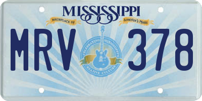 MS license plate MRV378