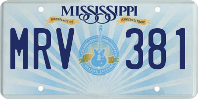 MS license plate MRV381