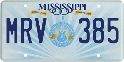 MS license plate MRV385