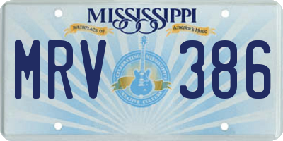 MS license plate MRV386