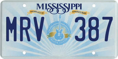 MS license plate MRV387