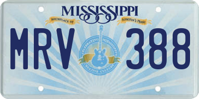 MS license plate MRV388