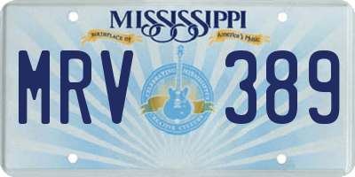 MS license plate MRV389