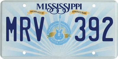 MS license plate MRV392