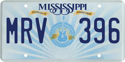 MS license plate MRV396