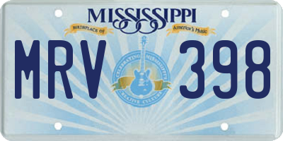 MS license plate MRV398