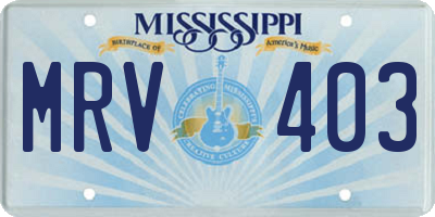MS license plate MRV403