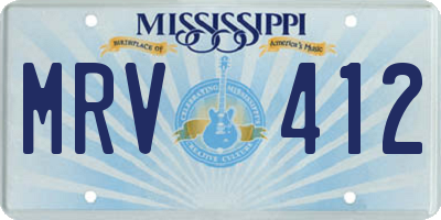 MS license plate MRV412