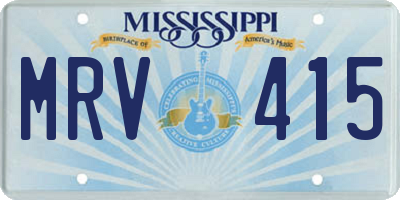 MS license plate MRV415