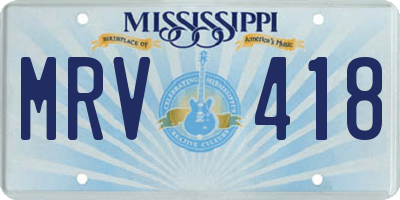 MS license plate MRV418