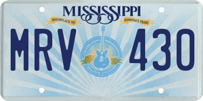 MS license plate MRV430