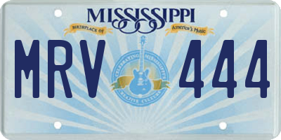 MS license plate MRV444