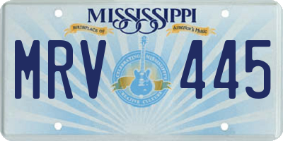 MS license plate MRV445