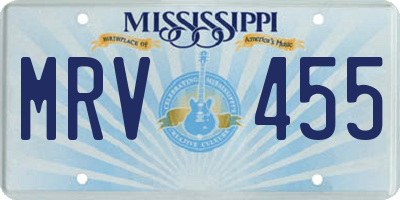 MS license plate MRV455