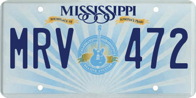 MS license plate MRV472