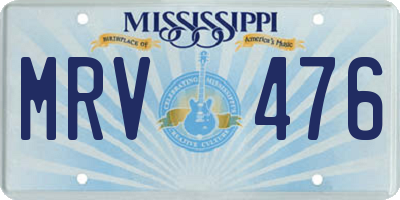 MS license plate MRV476